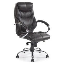 Geneva Black Leather Faced Manager Chair