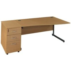 Solar Cantilever Wave Desks With Desk High Pedestal -Office Furniture 014094
