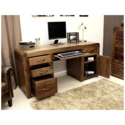Hampshire Solid Walnut Twin Pedestal Computer Desk -Office Furniture 020323