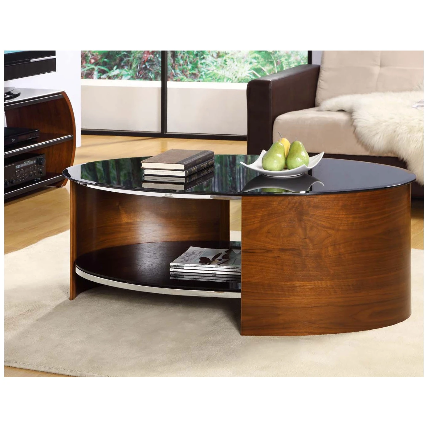 Spectrum Walnut Real Wood Veneer Oval Coffee Table 4 Spectrum Walnut Real Wood Veneer Oval Coffee Table - Image 2