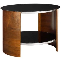 Spectrum Walnut Real Wood Veneer Round Occasional Table