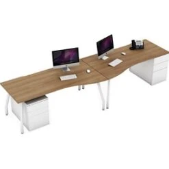 Gresham Script Curved Wave Pedestal Desk -Office Furniture 061523