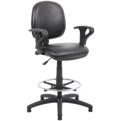 Comfort Leather Faced Draughtsman Chair 17 Comfort Leather Faced Draughtsman Chair -Office Furniture 070789