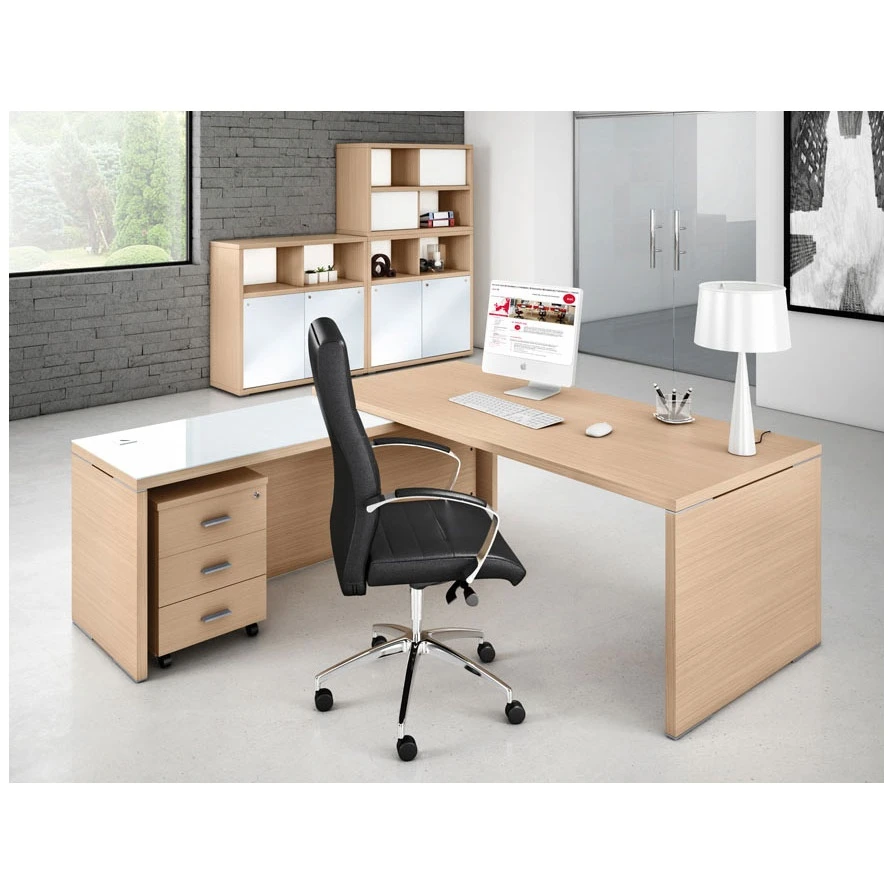 Gardena II Rectangular Desk With Glass Non-Aligned Return Desk 4 Gardena II Rectangular Desk With Glass Non-Aligned Return Desk - Image 2
