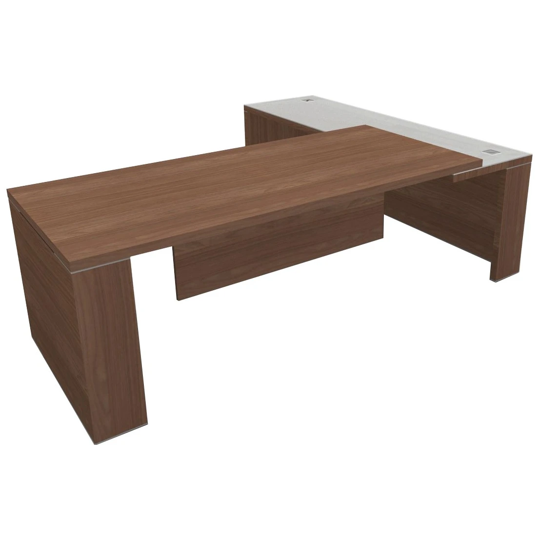 Gardena II Rectangular Desk With Glass Non-Aligned Return Desk 3 Gardena II Rectangular Desk With Glass Non-Aligned Return Desk