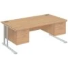 NEXT DAY Commerce II Deluxe Rectangular Desks With Double Fixed Pedestals -Office Furniture 075792