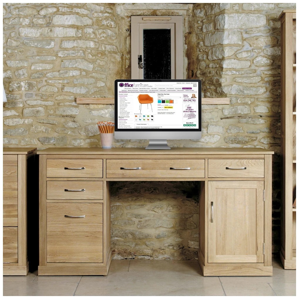 Cavalli Solid Oak Keyhole Computer Desk 4 Cavalli Solid Oak Keyhole Computer Desk - Image 2