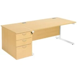 Commerce II Rectangular Desks With Desk High Pedestal -Office Furniture 085403