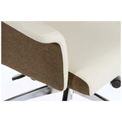 Elegance High Back Leather Look Executive Chair Cream -Office Furniture 085859