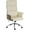 Elegance High Back Leather Look Executive Chair Cream -Office Furniture 085861