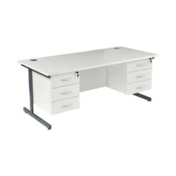Karbon K1 Rectangular Cantilever Office Desks With Double Fixed Pedestals -Office Furniture 090406