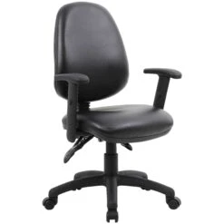 Comfort 3-Lever Leather Operator Chairs -Office Furniture 090746