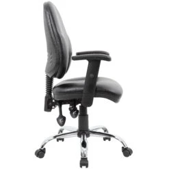 Comfort Ergo 3-Lever Leather Chrome Operator Chairs -Office Furniture 090860
