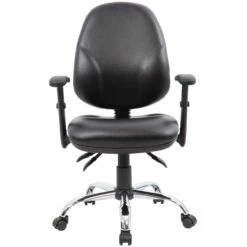 Comfort Ergo 3-Lever Leather Chrome Operator Chairs -Office Furniture 090861