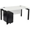 Karbon K4 Rectangular Bench Desk With 3 Drawer Slimline Mobile Metal Pedestal -Office Furniture 091859