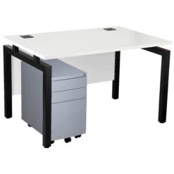 Karbon K4 Rectangular Bench Desk With 3 Drawer Slimline Mobile Metal Pedestal -Office Furniture 091863