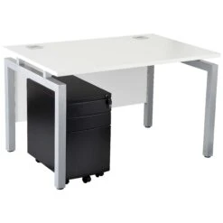 Karbon K4 Rectangular Bench Desk With 3 Drawer Slimline Mobile Metal Pedestal -Office Furniture 091868