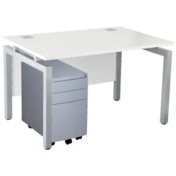 Karbon K4 Rectangular Bench Desk With 3 Drawer Slimline Mobile Metal Pedestal -Office Furniture 091869