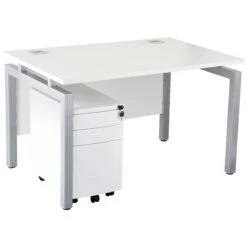 Karbon K4 Rectangular Bench Desk With 3 Drawer Slimline Mobile Metal Pedestal -Office Furniture 091870