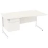 NEXT DAY Vogue White Wave Cantilever Desks With Single Fixed Pedestal -Office Furniture 093666