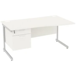 NEXT DAY Vogue White Wave Cantilever Desks With Single Fixed Pedestal -Office Furniture 093668