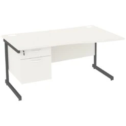 NEXT DAY Vogue White Wave Cantilever Desks With Single Fixed Pedestal -Office Furniture 093670