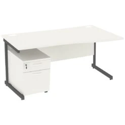 NEXT DAY Vogue White Wave Cantilever Desks With Mobile Pedestal -Office Furniture 093681