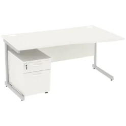 NEXT DAY Vogue White Wave Cantilever Desks With Mobile Pedestal -Office Furniture 093682