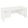 NEXT DAY Vogue White Rectangular Panel End Desks With Double Fixed Pedestals -Office Furniture 093940