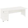 NEXT DAY Vogue White Wave Panel End Desks With Desk High Pedestal -Office Furniture 093954