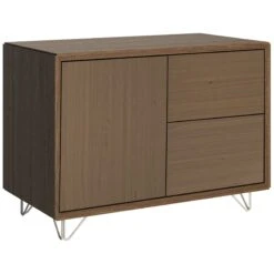 Boss Design Combination Wood Veneer Credenza With Wire Feet