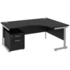 NEXT DAY Eclipse Black Ergonomic Cantilever Desks With Mobile Pedestal -Office Furniture 097154