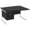 NEXT DAY Eclipse Black Wave Cantilever Desks With Single Fixed Pedestal -Office Furniture 097239