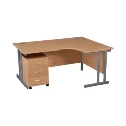Karbon K3 Ergonomic Deluxe Cantilever Desk With Low Mobile Pedestal -Office Furniture 100224