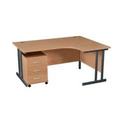 Karbon K3 Ergonomic Deluxe Cantilever Desk With Low Mobile Pedestal -Office Furniture 100225
