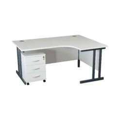 Karbon K3 Ergonomic Deluxe Cantilever Desk With Low Mobile Pedestal -Office Furniture 100226