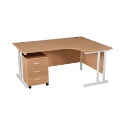 Karbon K3 Ergonomic Deluxe Cantilever Desk With Low Mobile Pedestal -Office Furniture 100227