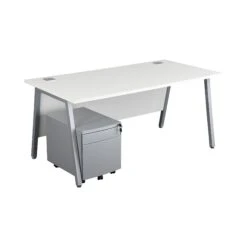 Karbon K6 A-Frame Rectangular Desks With Metal Low Mobile Pedestal -Office Furniture 100505