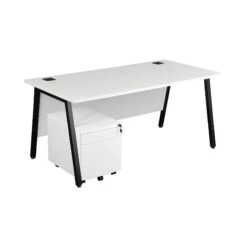 Karbon K6 A-Frame Rectangular Desks With Metal Low Mobile Pedestal -Office Furniture 100511