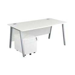 Karbon K6 A-Frame Rectangular Desks With Metal Low Mobile Pedestal -Office Furniture 100512