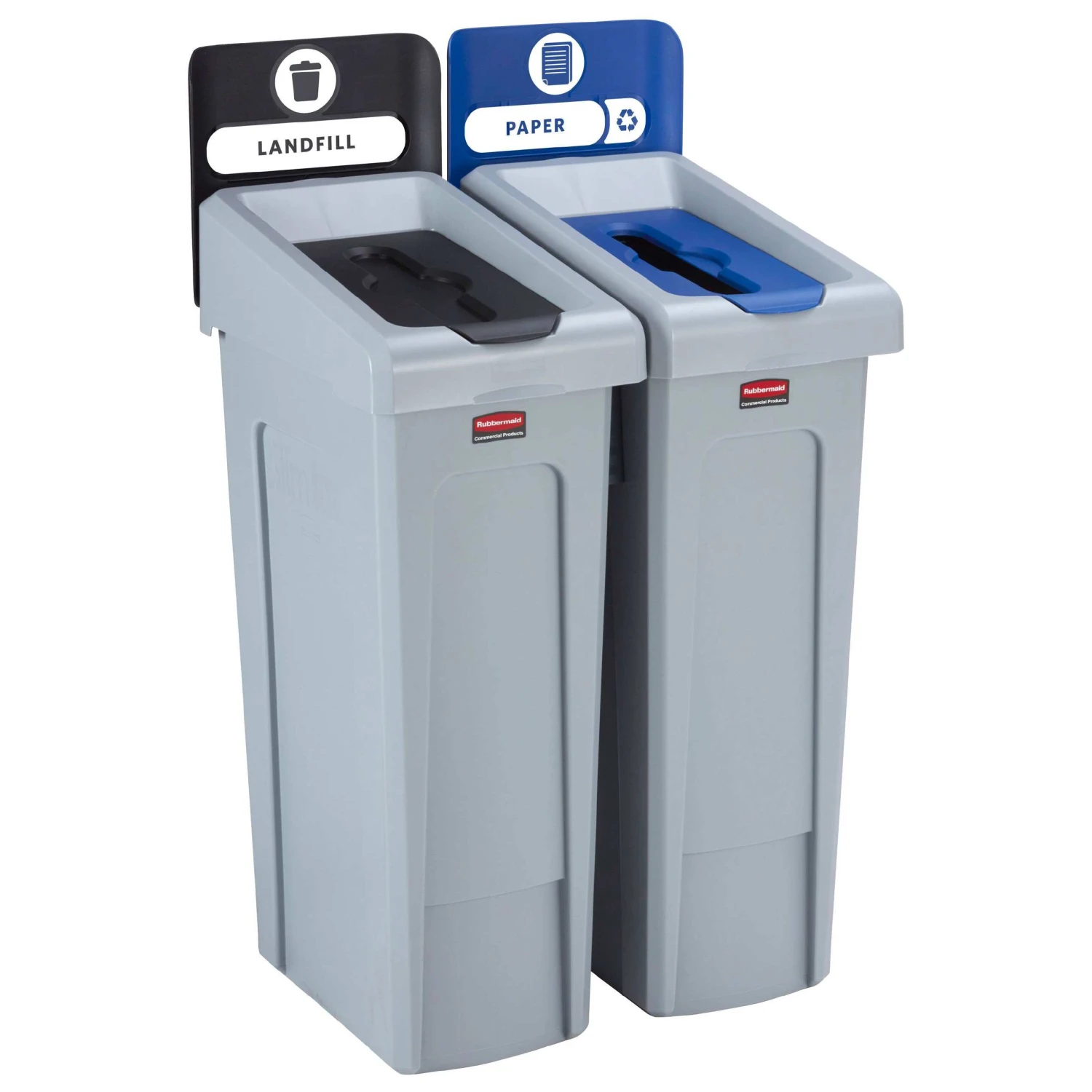 Rubbermaid Slim Jim Recycling Station 2 Stream Bin Kit 3 Rubbermaid Slim Jim Recycling Station 2 Stream Bin Kit