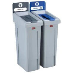 Rubbermaid Slim Jim Recycling Station 2 Stream Bin Kit 14 Rubbermaid Slim Jim Recycling Station 2 Stream Bin Kit -Office Furniture 101132