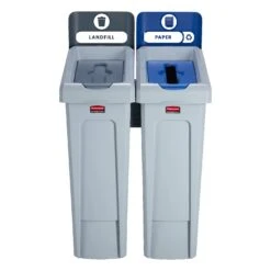 Rubbermaid Slim Jim Recycling Station 2 Stream Bin Kit 15 Rubbermaid Slim Jim Recycling Station 2 Stream Bin Kit -Office Furniture 101133