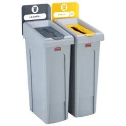Rubbermaid Slim Jim Recycling Station 2 Stream Bin Kit 16 Rubbermaid Slim Jim Recycling Station 2 Stream Bin Kit -Office Furniture 101134