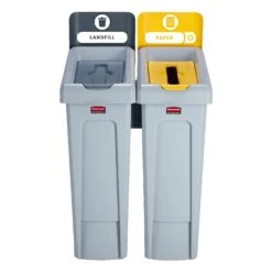 Rubbermaid Slim Jim Recycling Station 2 Stream Bin Kit 17 Rubbermaid Slim Jim Recycling Station 2 Stream Bin Kit -Office Furniture 101135