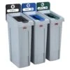 Rubbermaid Slim Jim Recycling Station 3 Stream Bin Kit 2 -Office Furniture 101156