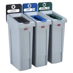 Rubbermaid Slim Jim Recycling Station 3 Stream Bin Kit 2