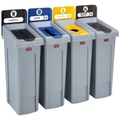 Rubbermaid Slim Jim Recycling Station 4 Stream Bin Kit 1 -Office Furniture 101167