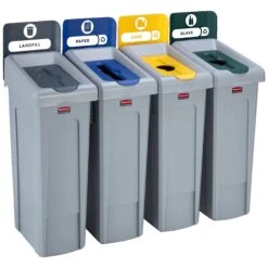 Rubbermaid Slim Jim Recycling Station 4 Stream Bin Kit 2