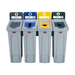 Rubbermaid Slim Jim Recycling Station 4 Stream Bin Kit 2 -Office Furniture 101176